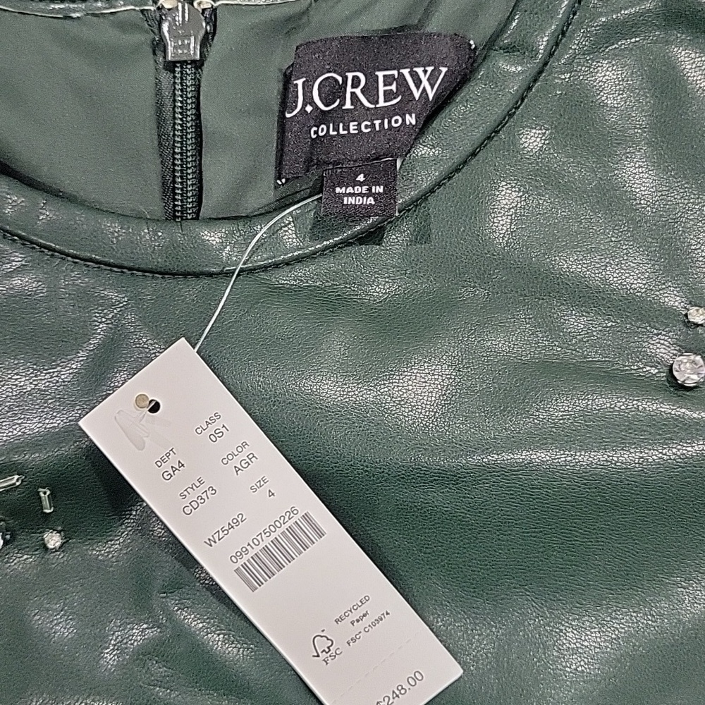J Crew Collection mini dress in embellished faux leather NWT 4 CD373 - Picture 9 of 13